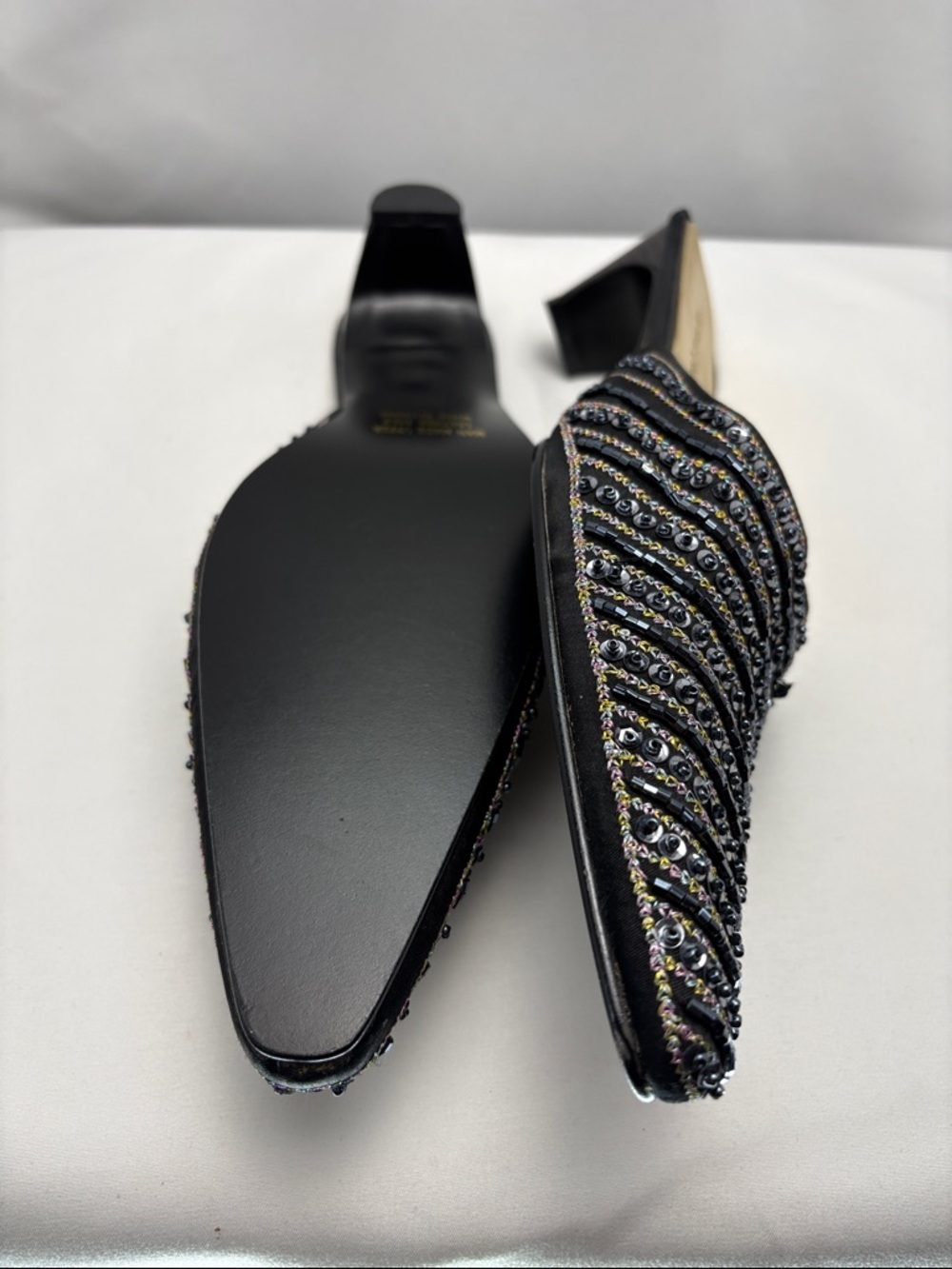 Stefani Collection Women’s‎ Sz9 Black Sequin Slip-On Mules #0291